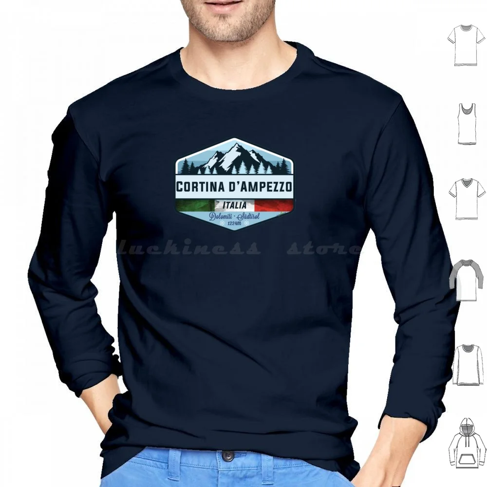 Cortina D'ampezzo Italy Italia Ski Skiing Sticker Hoodies Long Sleeve Cortina Dampezzo Passo Gardena Gardena