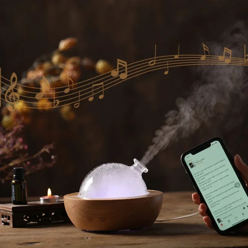 Wood Humidifier Diffuser Bluetooth Spray Aroma Mute Large Capacity 7 Night Lights Wooden Aromatherapy Machine for Home