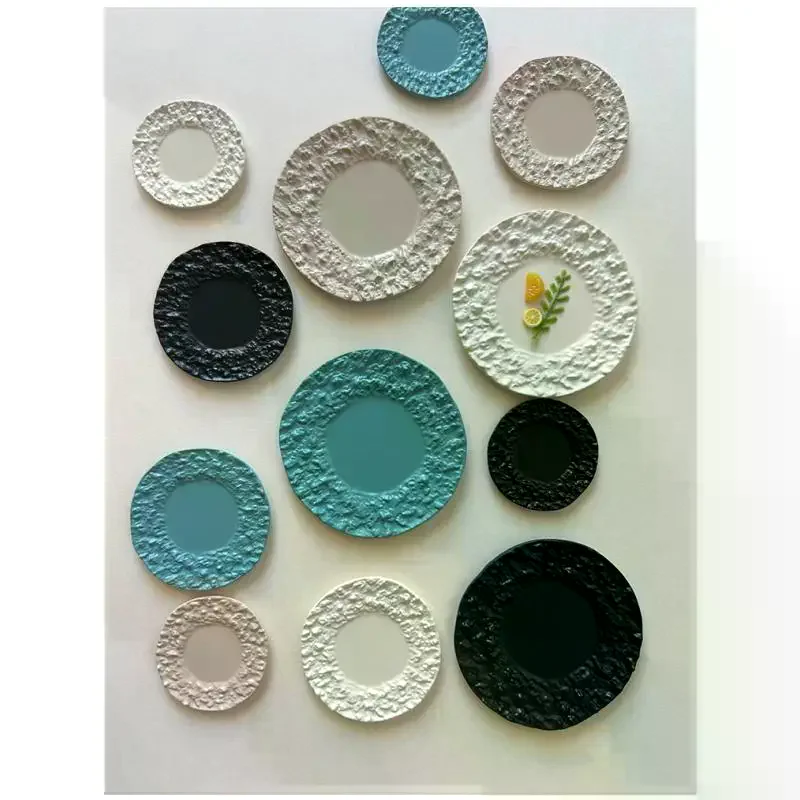 

3Pcs Miniature Dollhouse Mini Rock Pattern Steak Plate Dinner Dessert Round Dish Kitchen Food Scene Decoration Doll Accessories