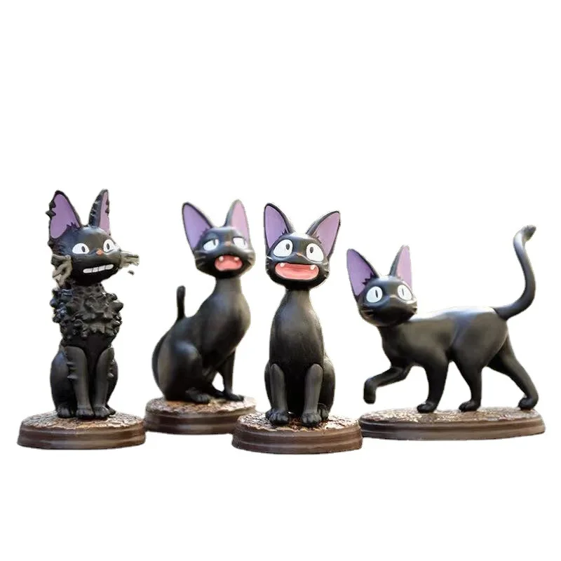 6pcs/set Anime black cat JiJi Q version action figures PVC Model Toys doll Desk Decor Collection Gifts