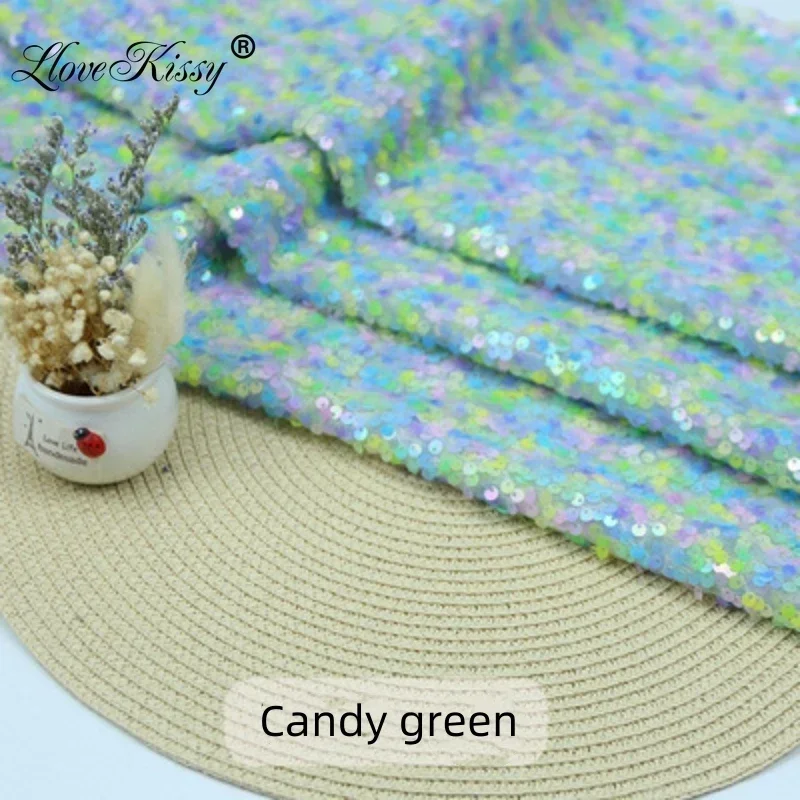 20 Colors 5MM Sequin Embroidered Mesh Fabric DIY Handmade Design Sequin Fabric For Party Wedding Dress Wide：125CM