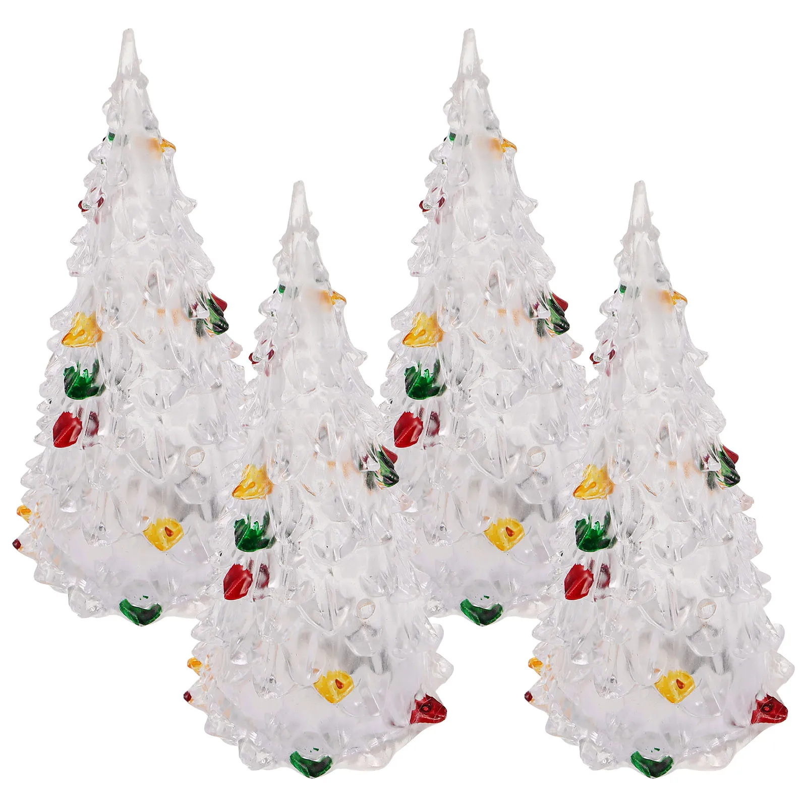 

12cm Mini Acrylic Christmas Tree 4pcs Glowing Crystal Colorful LED Light Decor Creative Holiday Prop Festive Home Ornament Gift
