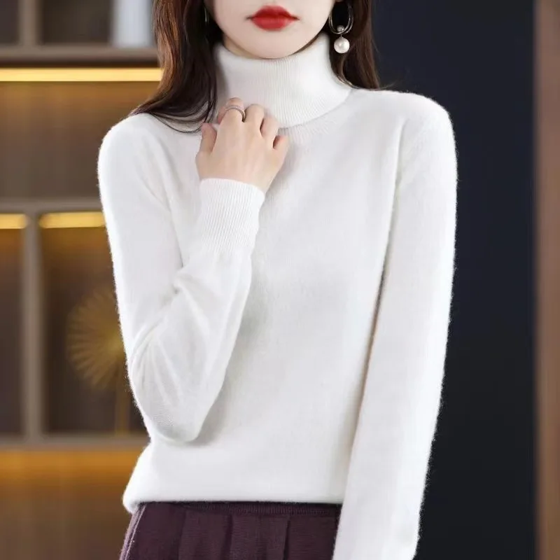 Winter New Sweater Fashion Knitted Sweater Solid Color Bottoming Shirt Women