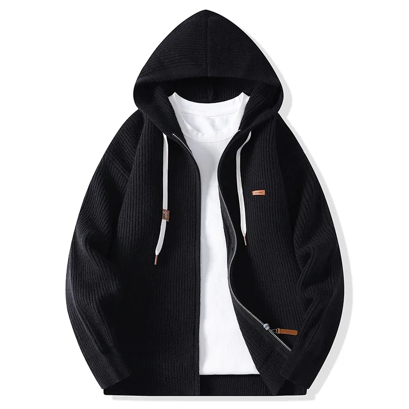 Kardigan sweater rajut pria model kerah lapel, mode musim gugur berkualitas tinggi tahun 2025, sweater dan kardigan rajut untuk pria