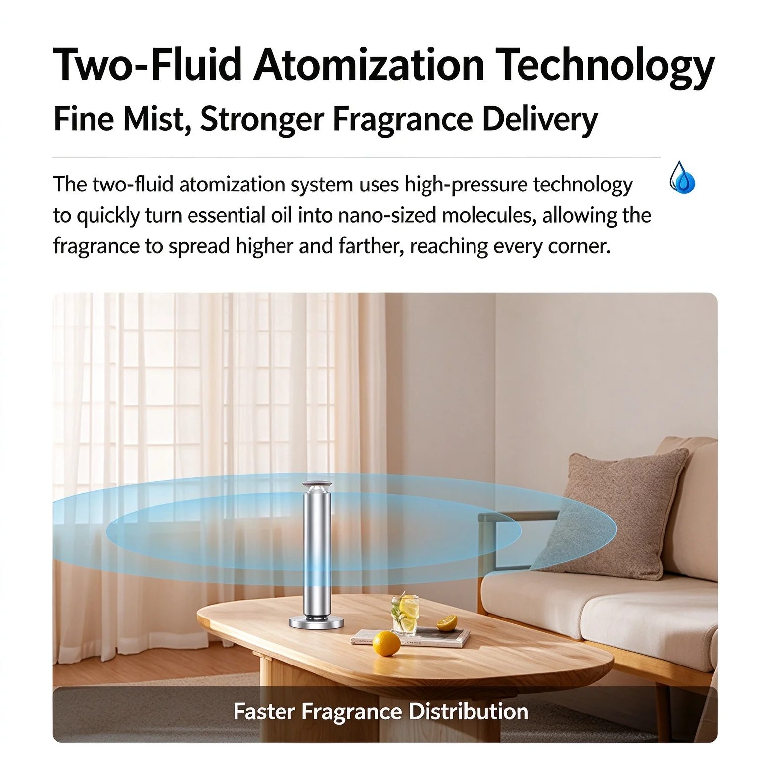 Large Space Cylindrical Two-fluid Fragrance Diffuser APP Smart Control Commercial Scent Sprayer Hotel Mall Column Aroma Machine