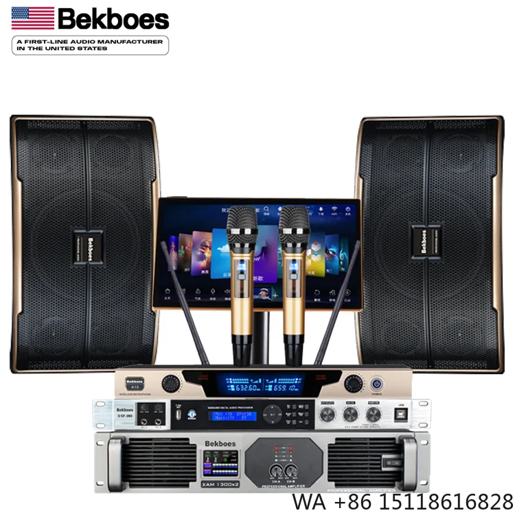 19.5" 2TB Dual System Wifi Touch Screen with Speakers Microphones Home Theater System All-in-one Karaoke Machine Set