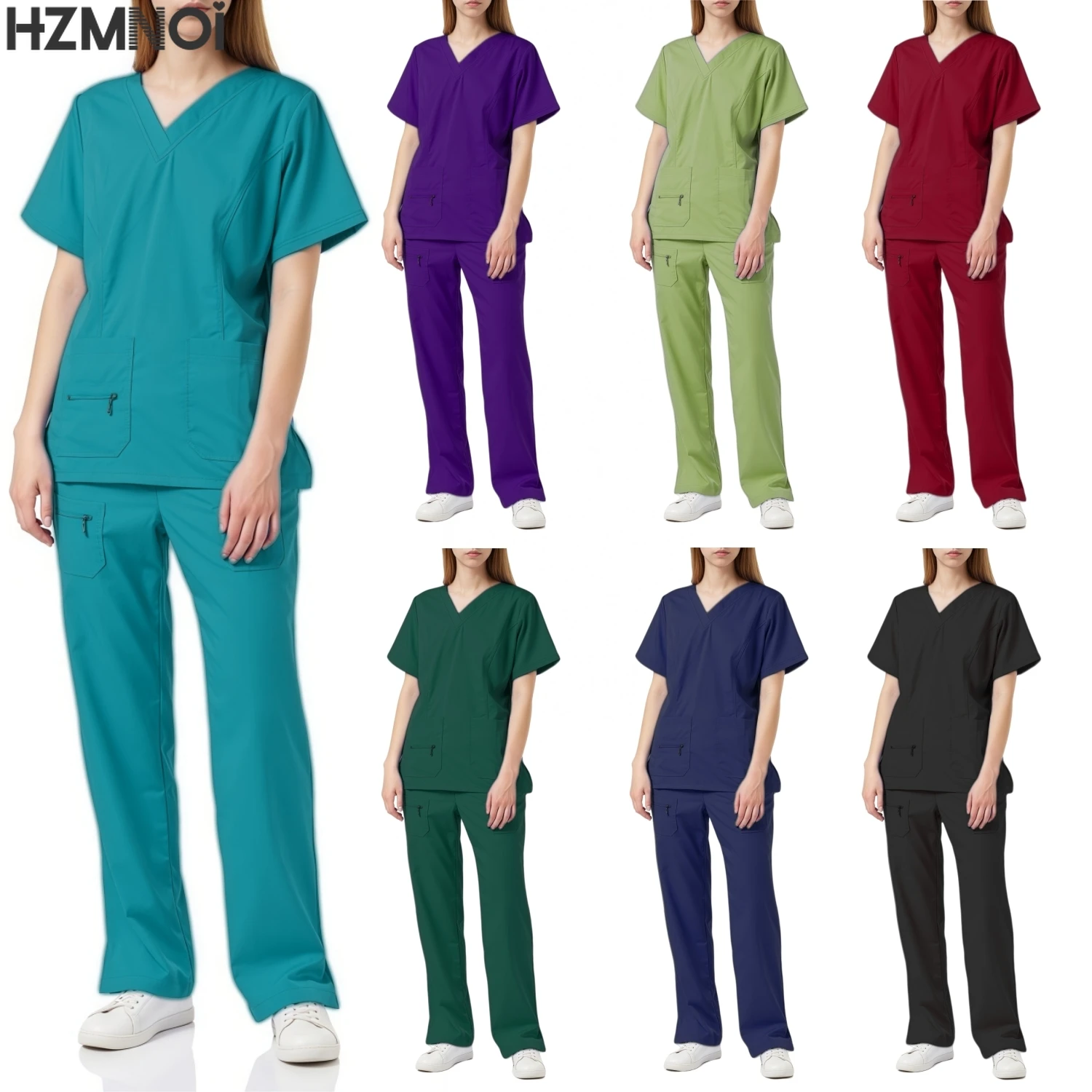 

Hospital Scrub Sets Uniform Women Jogger Suit Nurse Accessories Medical Surgical Scrub Sets Pharmacy Healthcare Work Wear Unisex