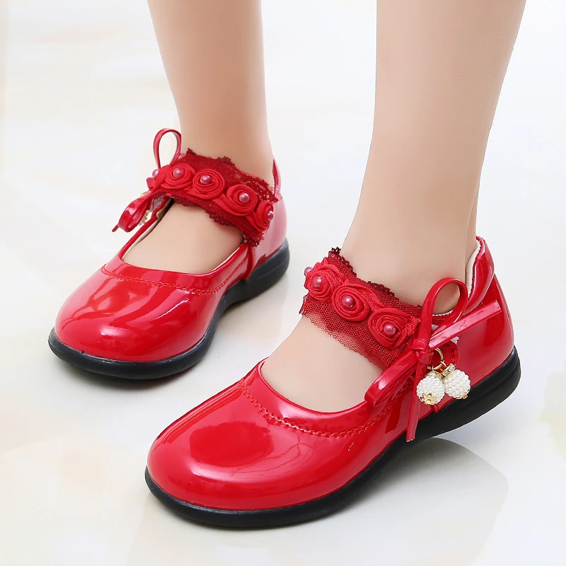 

Hot Selling Elegant Pearl Children's Soft Flat Shoes Spring and Autumn Fashion Princess Bow Comfortable Casual Shoes