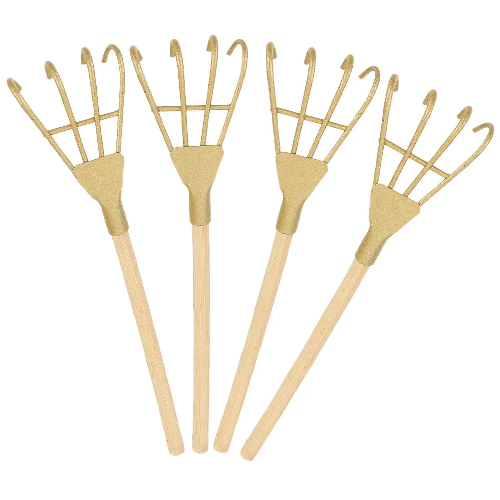 5Pcs Gold Iron Mini Rakes Decorative Vintage Style Multipurpose Desktop Home Pendant Incense Ashes Rake Planting Tools