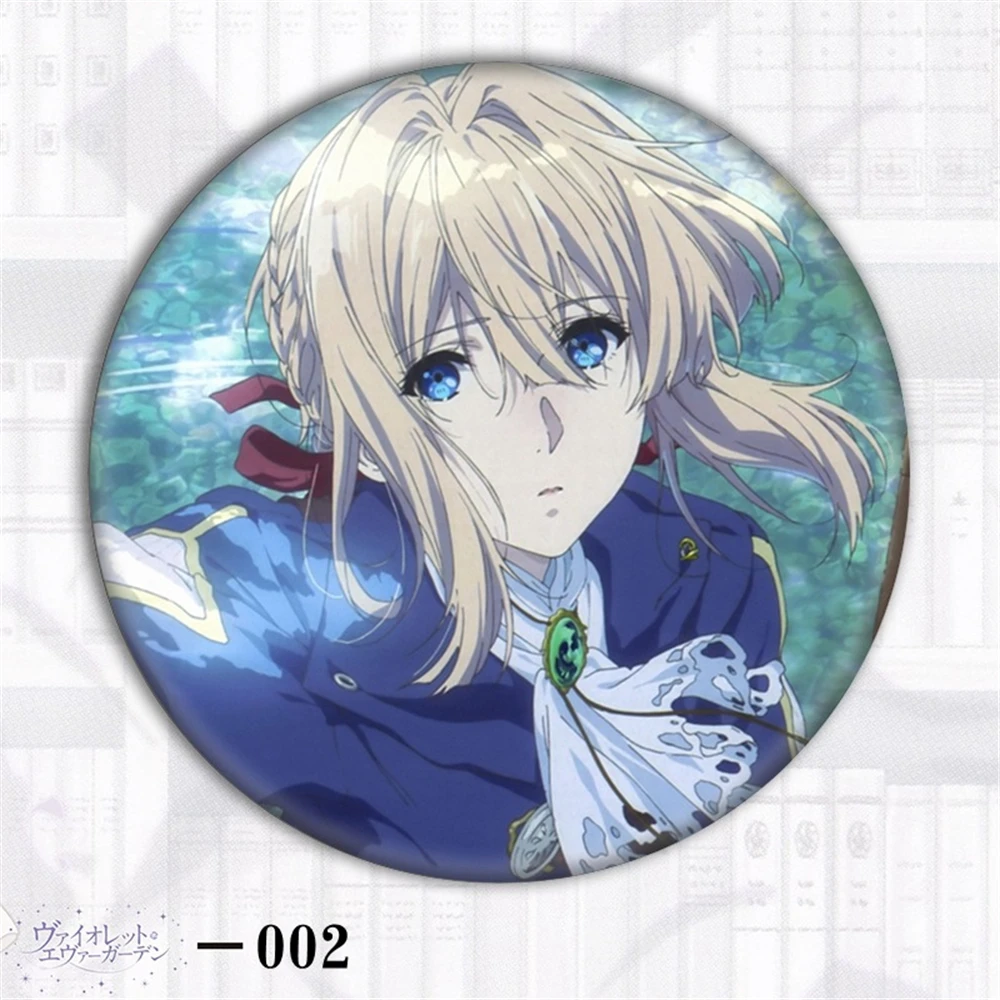 58mm Anime Violet Evergarden Violet Evergarden  Cosplay COSTUME Badge Pin SPTE Tinplate Brooch﻿ Prop Gilf