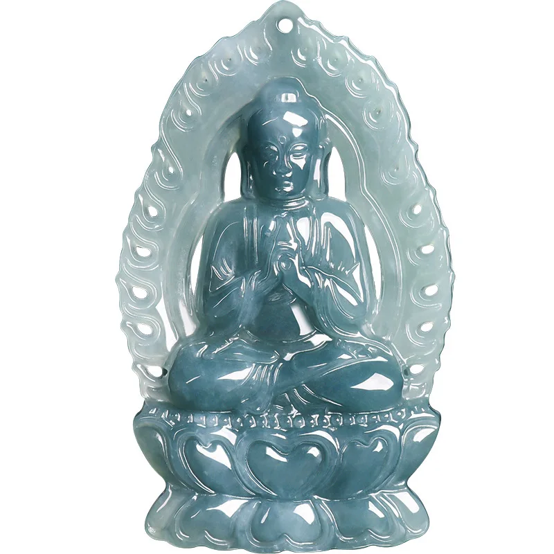 الطبيعية A-الصف الجاديت المياه الزرقاء ثلاثي الأبعاد العملاق الشمس بوذا قلادة زودياك الأغنام القرد الحارس الحياة الله السحر #3