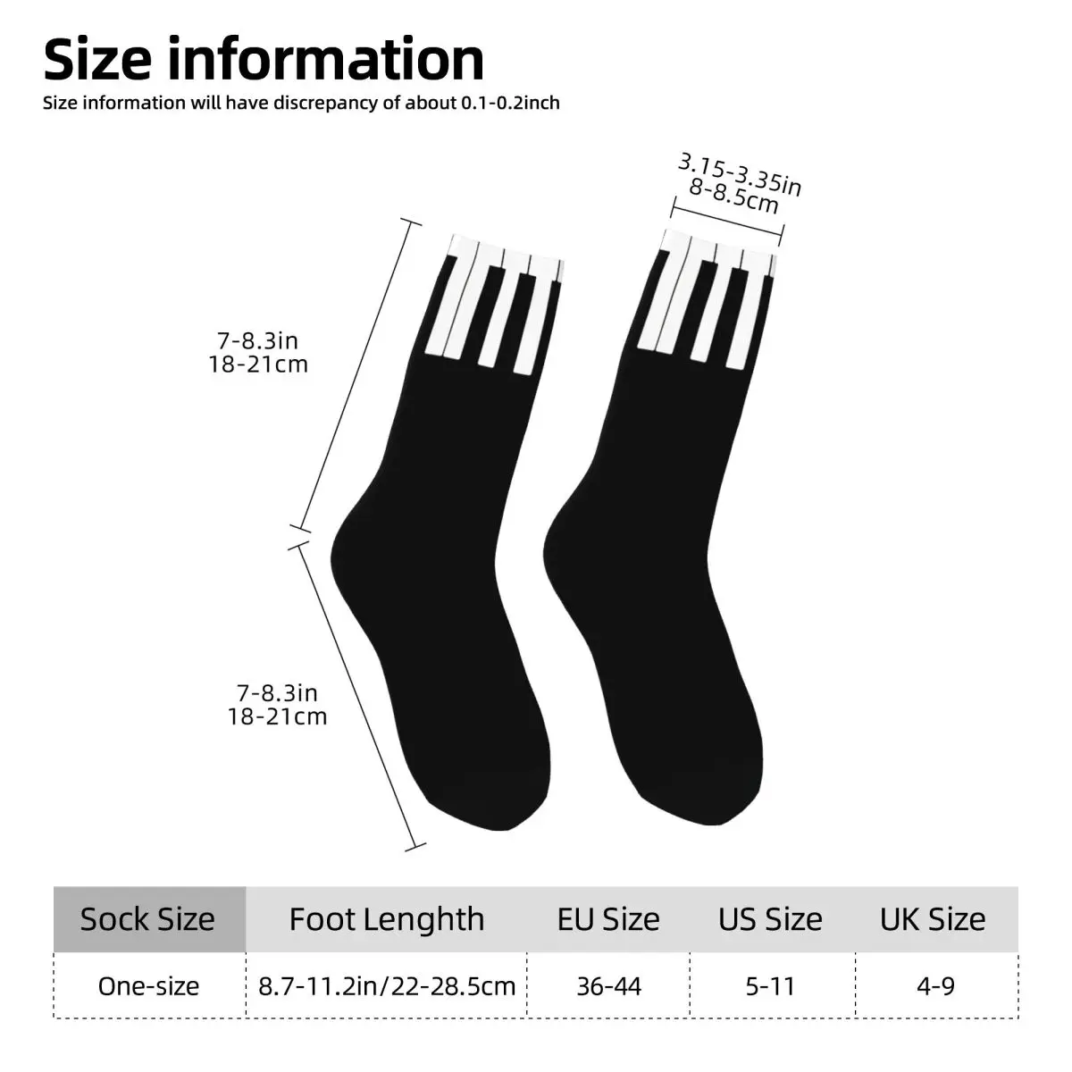 Funny Happy Men's Socks Piano Black Retro Harajuku Music Notes Street Style Novelty Crew Crazy Sock Gift Pattern Printed