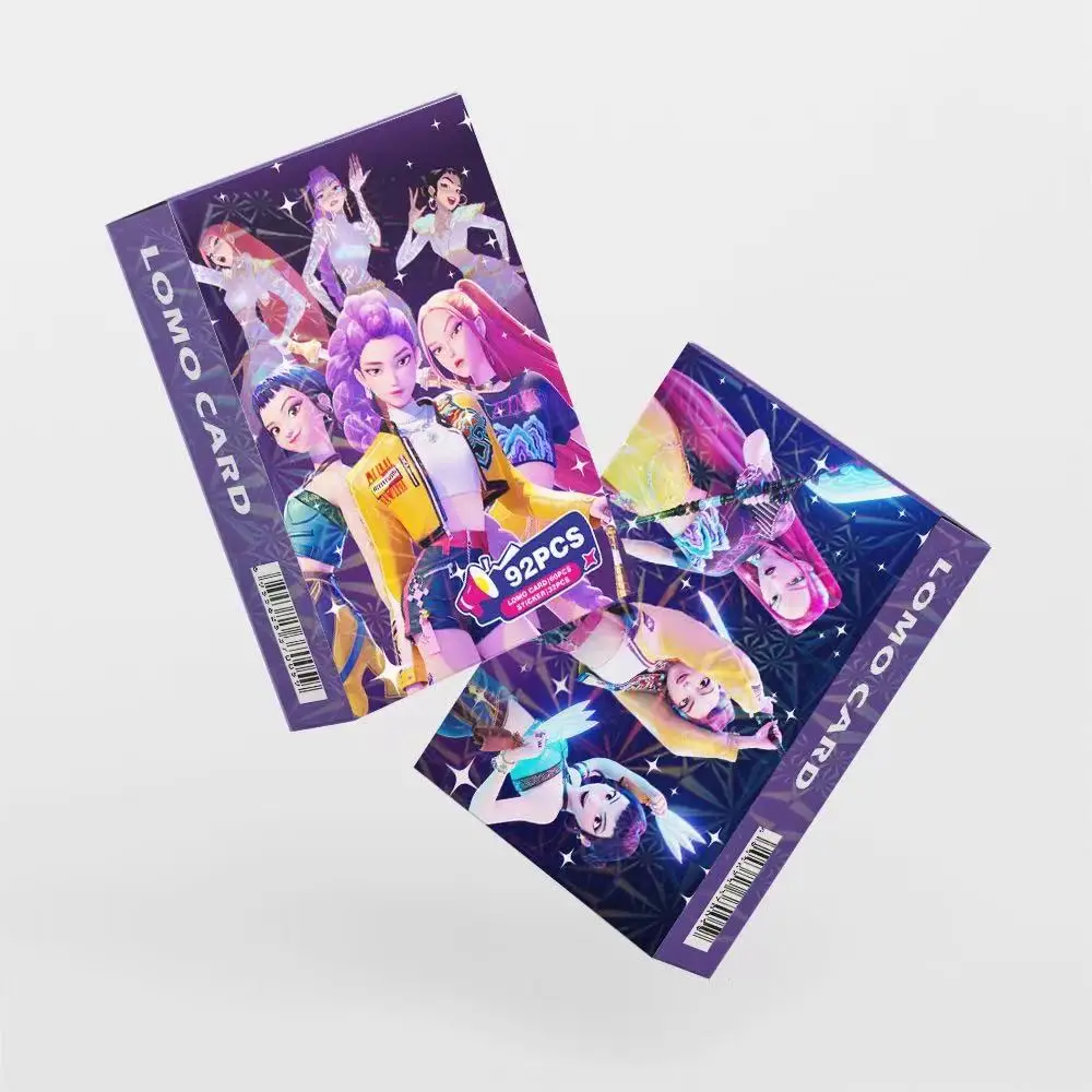 92 szt. Karty laserowe Kpop Demon Hunter dla chłopców i dziewcząt, kreskówka anime, figurki, karty kolekcjonerskie dla uczniów, modny prezent