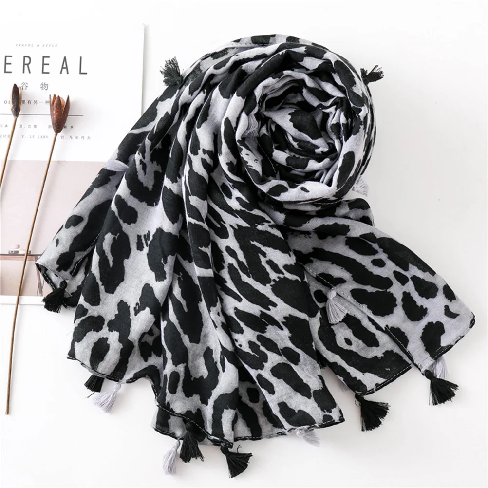 Air Conditioning Room Scarf Women Winter Gift for Friends Leopard Travel Premium