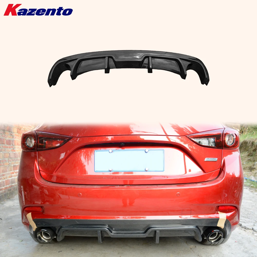 

For Mazda 3 Axela 2017-2018 5D Hatchback Carbon KZ Style Rear Bumper Diffuser Lip