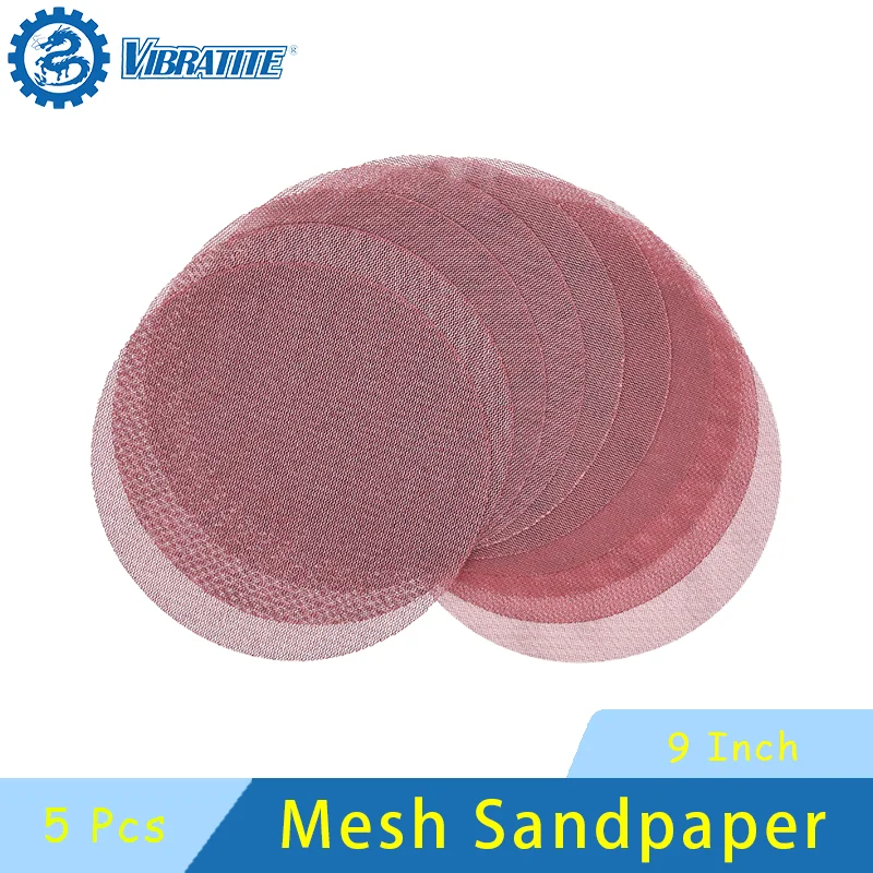 9-Zoll-Mesh-Schleifpapier, staubfrei, 5 Stück, sortiert, Körnung 80–800, Klettverschluss zum Polieren von Holz, Stein, Maschinenausrüstung