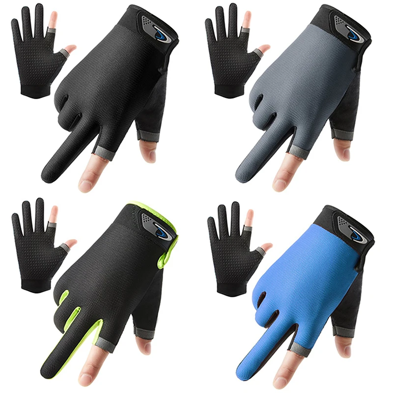 1 Pair Fishing Gloves 2 Cut Fingers Sport Cycling  Men Breathable Drive Gloves Anti-slip Antiskid Fishing Wear for Fitness