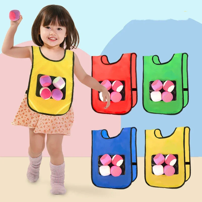 Outdoor Sport Game Props Vest Sticky Jersey Vest Game Vest Waistcoat With Sticky Ball Throwing Toys For Children Kids Sports Toy