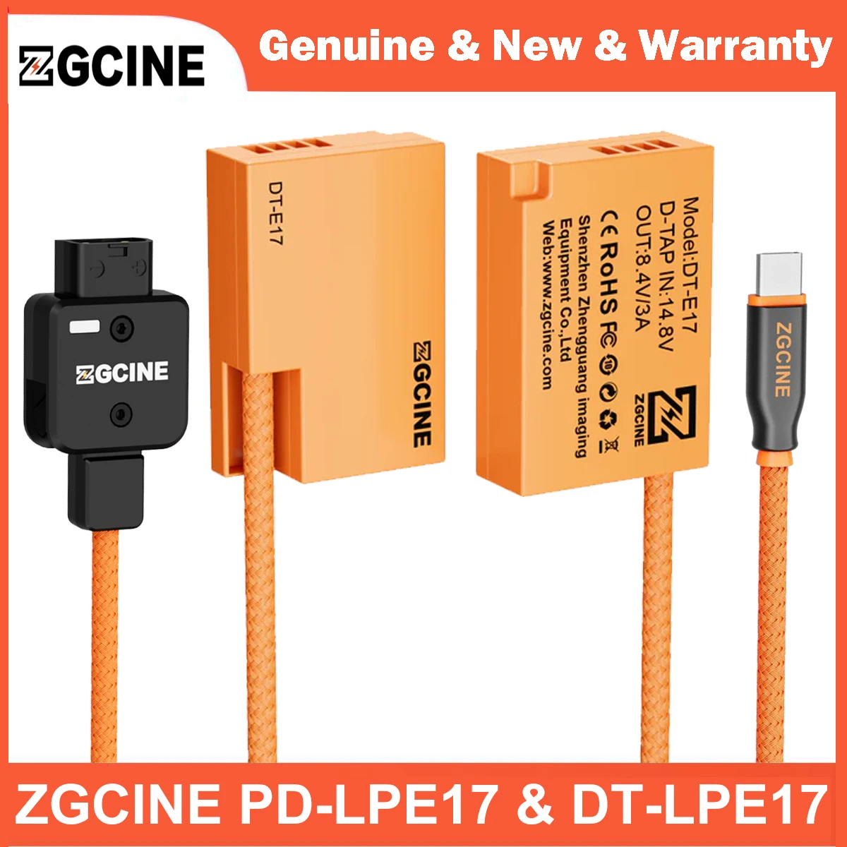 ZGCINE USB-C PD to LP-E17 & D-Tap to LP-E17 Dummy Battery Cable for Canon R50 R10 R8 RP M6 Mark II 850D 750D 760D 200D 77D 800D