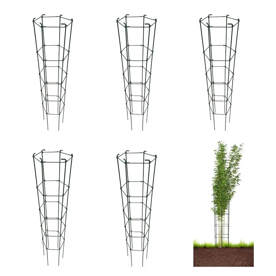 

Зеленые шестиугольные складные опоры для томатов из ПВХ, 5 шт., для вьющихся растений, подпорные столбы для овощей, решетки