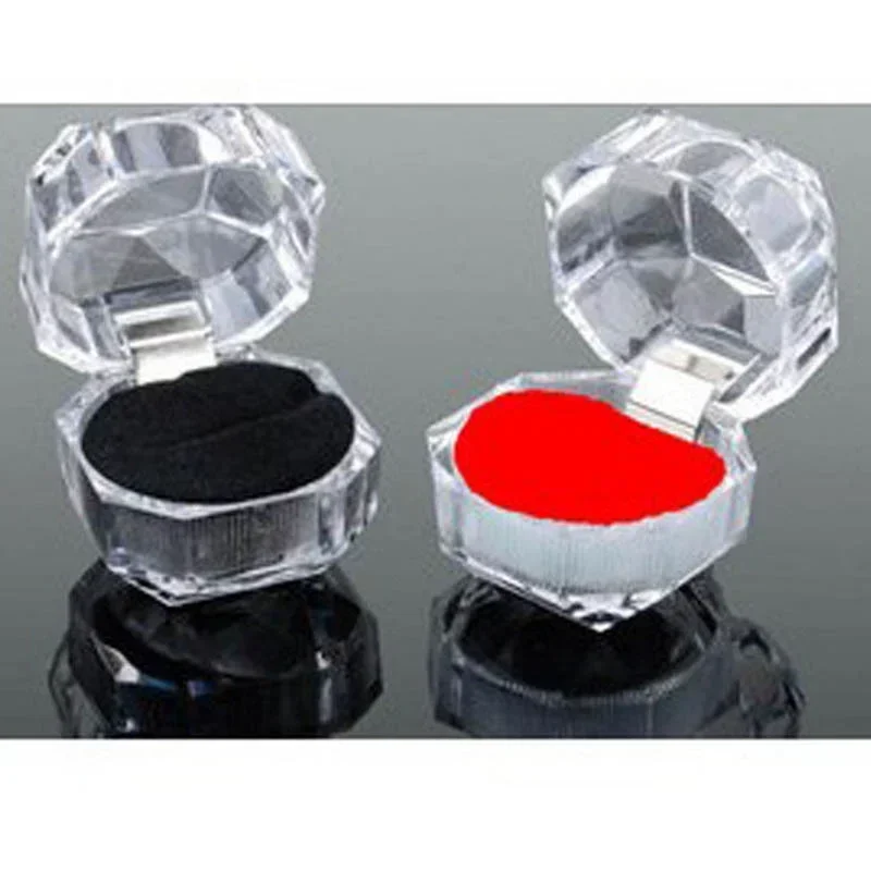 1-10PCS  Clear Acrylic Crystal Ring Boxes Storage Display Box Storage Organizer Case Clear Package Box for Jewelry Packaging