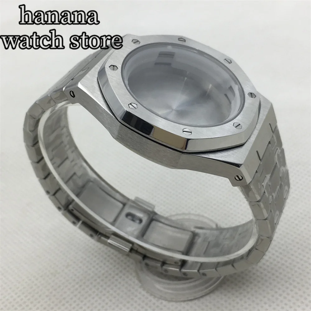 BLIGER 42.5mm octagonal silver case stainless steel bracelet with NH35 NH36 NH72 PT5000 movement sapphire glass