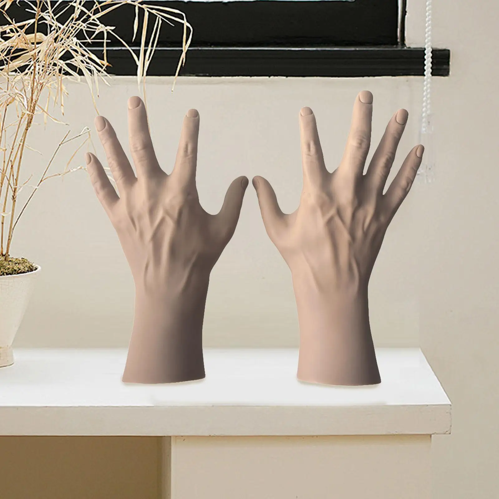 2x Hand Model Jewelry Display Left and Right Human Hand Mannequin Jewelry Organizer Stand for Necklace Home Dresser Shows