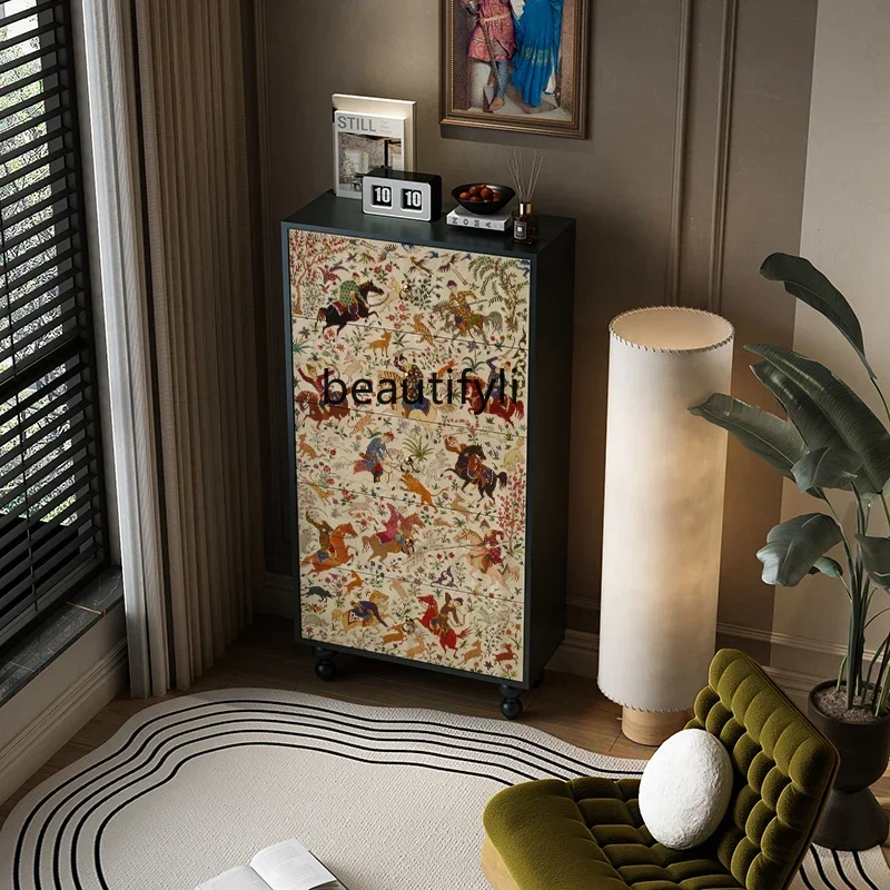 

ss K178 ss25 Retro style living room dining side against the wall cabinet, ancient style painted lacquer painting storage, bedsi
