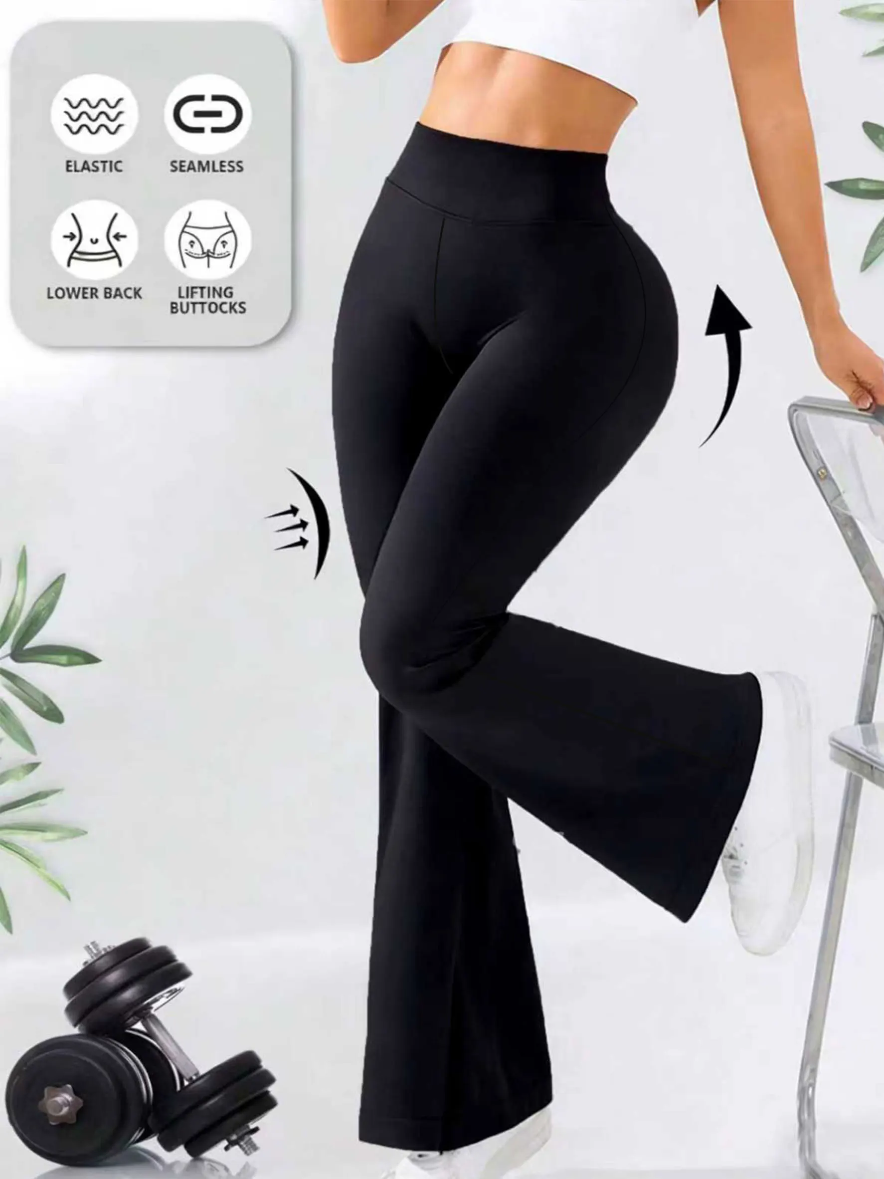 

Женские леггинсы с перекрестной талией, расклешенные, с высокой талией, с V-образным перекрестным узором, брюки-клеш, с эффектом утяжки живота, для йоги и активного отдыха