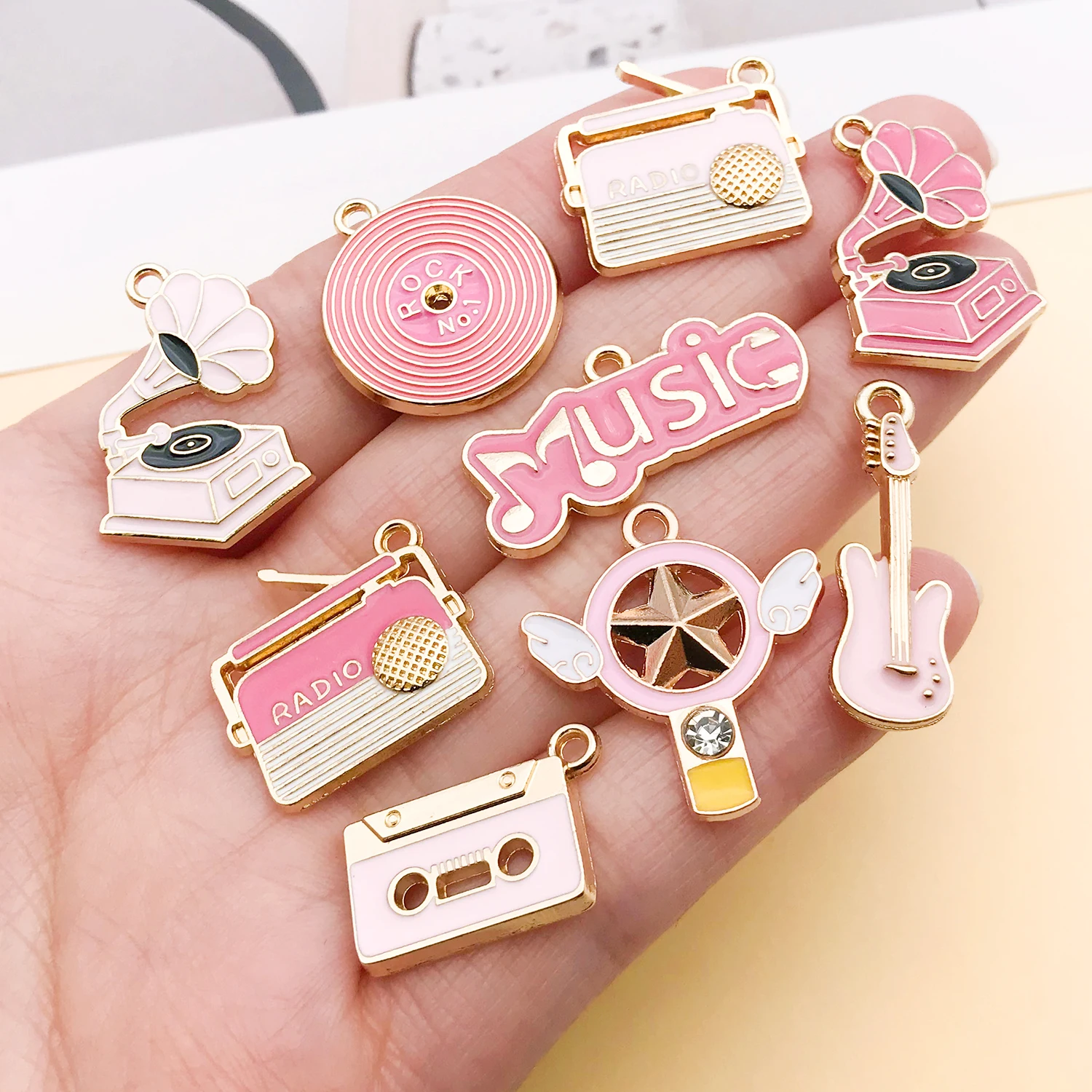 10/20pcs Alloy Drip Oil Music Series Charms Pendants, DIY Jewelry Making Earrings Necklace Keychain Accessories Supplies image 3