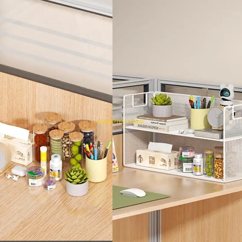 C90C Metal Mesh File Organizers Desktop Storage Organizers Multipurpose Display Rack