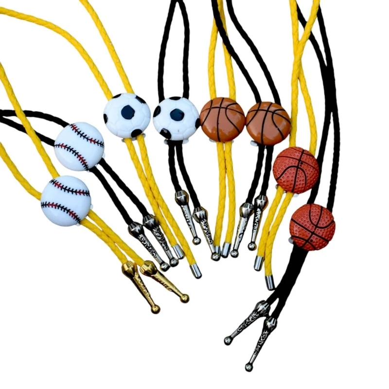 Braided Shoestring Bolo Tie with Large Basketball Charm Cowboy Necktie Necklace Country Bolo Tie Cowboy