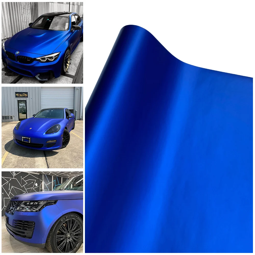 

Синяя матовая атласная металлическая виниловая пленка, клейкая наклейка для автомобиля, мотоцикла, упаковочная наклейка