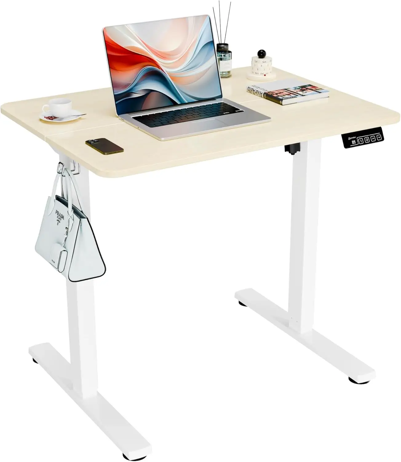 

Electric Standing Desk, 31.5"" X 23.6"" Height Adjustable Sit Stand Desk With Splice Board For Home Office, Computer Desk