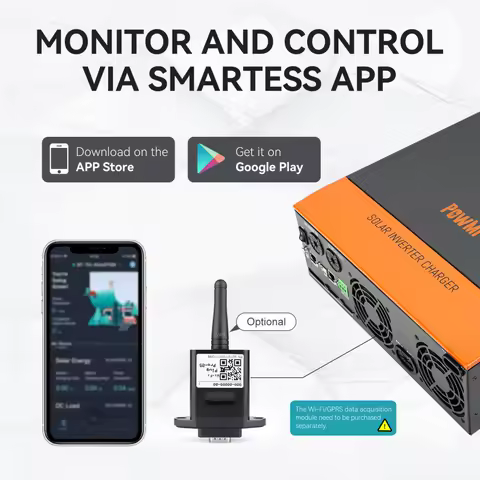 PowMr 5000W Off Grid Hybrid Inverter 48V 110Vac PV 500V with 80A MPPT Charger LCD Display Pure Sine Inverter for Lithium Battery