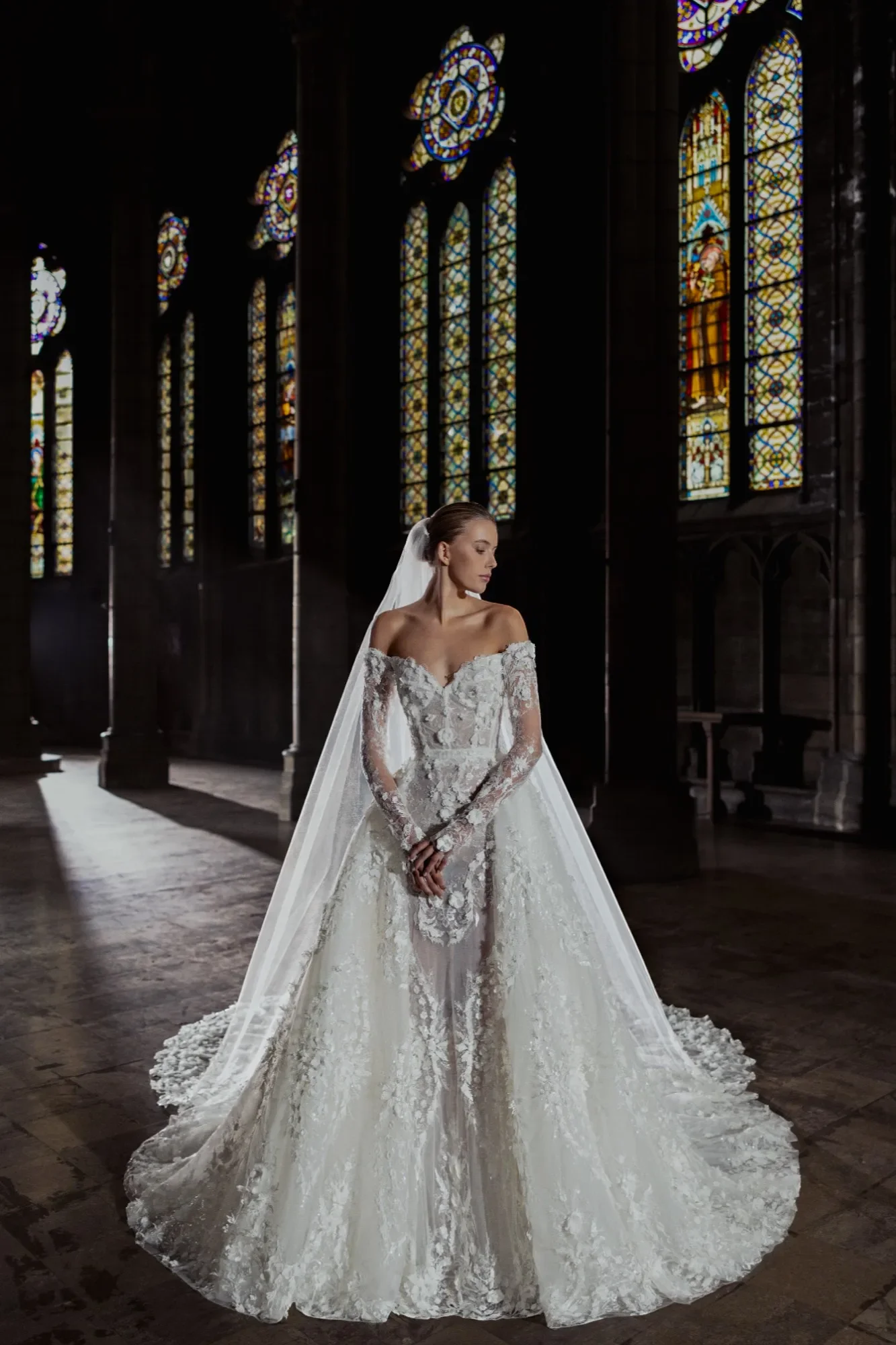 

Luxury Wedding Dresses Vestido De Novia Desmontable Long Sleeve Bride Dress Encaje Corte Sirena Bespoke Hochzeitskleider Customi