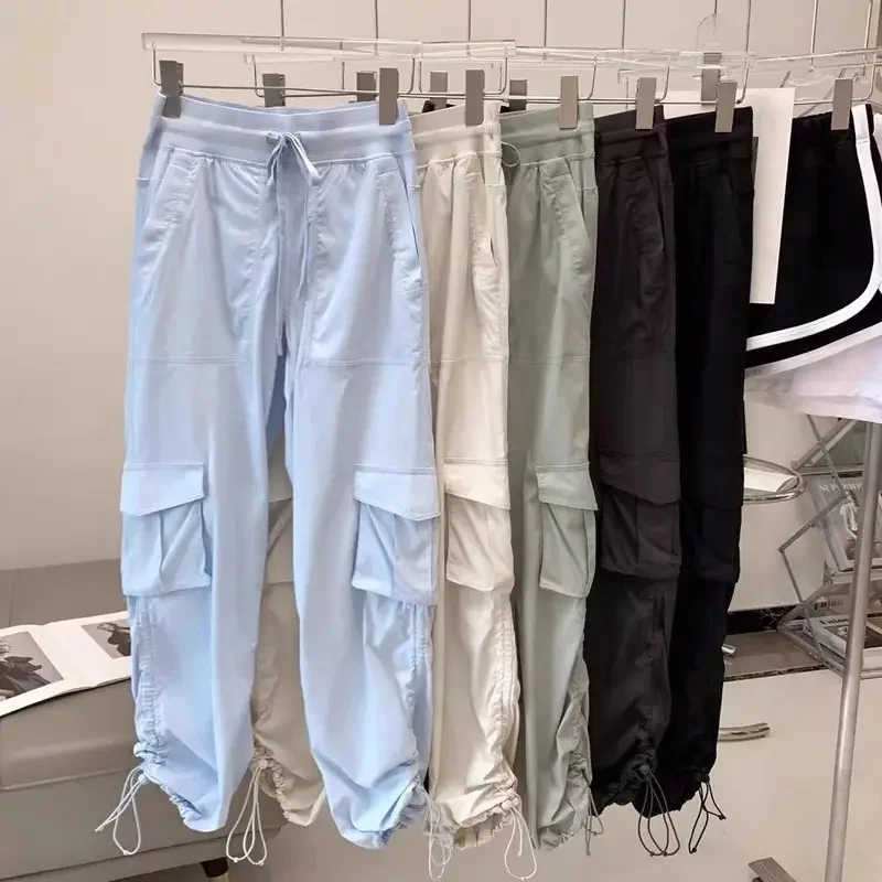 Lemon Dance Studio Relaxed-Fit Mid-Rise Cargo Pant with 6 Pockets for Women Sweatpants Running Daily Casual Loose Sport Pants