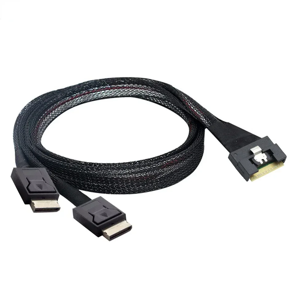 

Reliable PCIE Slimline SAS SFF-8654 8i to 2 OCulink 8611 4i Cables with Antikink/Plug Protection