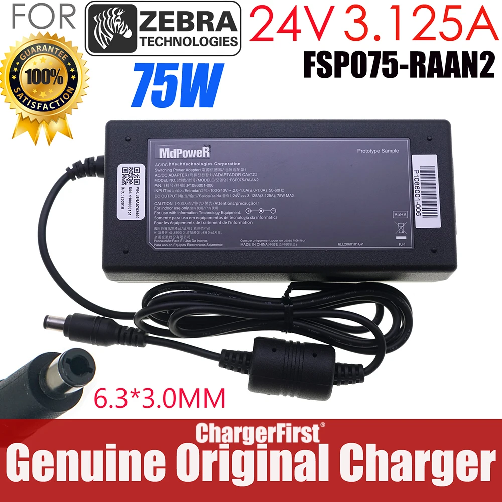 Original SAWA-52-312524 AC Adapter 24V 3.125A 75W P1076001-006 Power Supply For ZEBRA GX420T GX430T ZD420 Charger FSP075-RAAN2