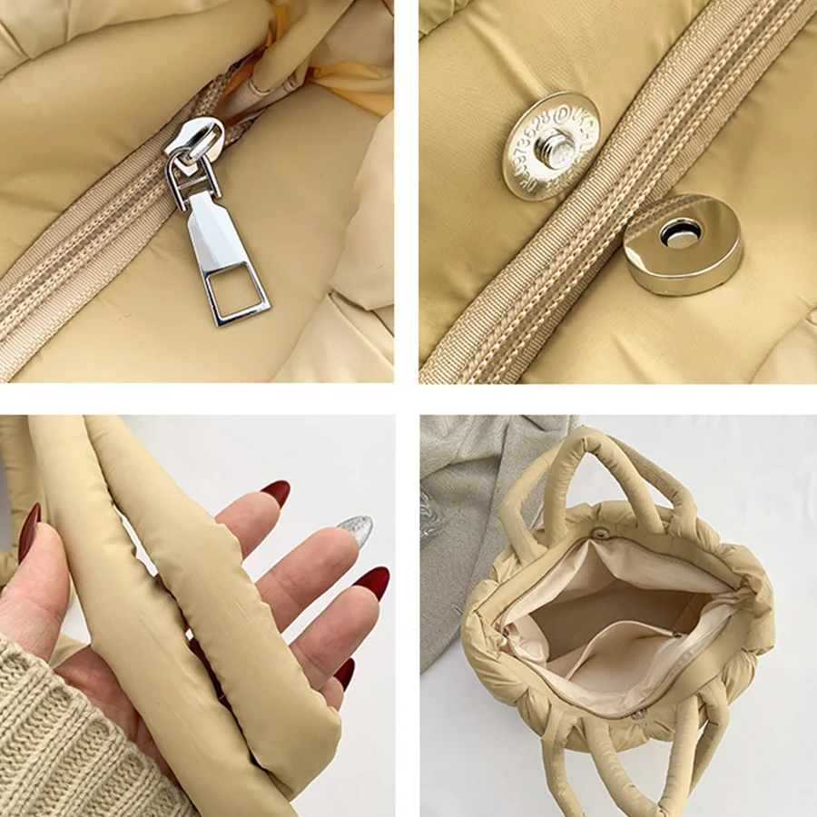Fashion Soft Puffer Tote Bag Designer Quilted Women Shoulder Bags Nylon Padded Lady Handbags Down Cotton Warm Winter Shopper Bag view 6