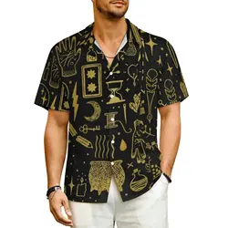 Hawaiian Shirt Vacation Witch Magic Blouses Spooky Halloween Elegant Casual Shirts Men Short Sleeve Streetwear Plus Size Clothes