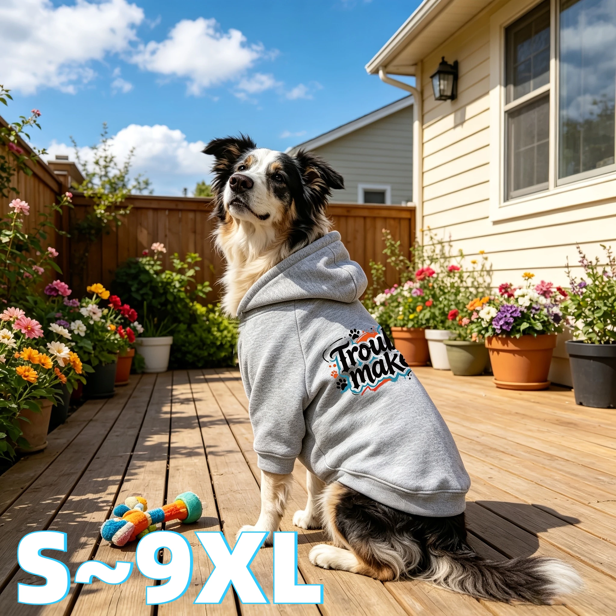 Unique - Trouble Maker. Autumn and Winter Style for Medium and Large Dogs Hooded Sweater Warm Soft Dog Pet Clothing Dog Clothes