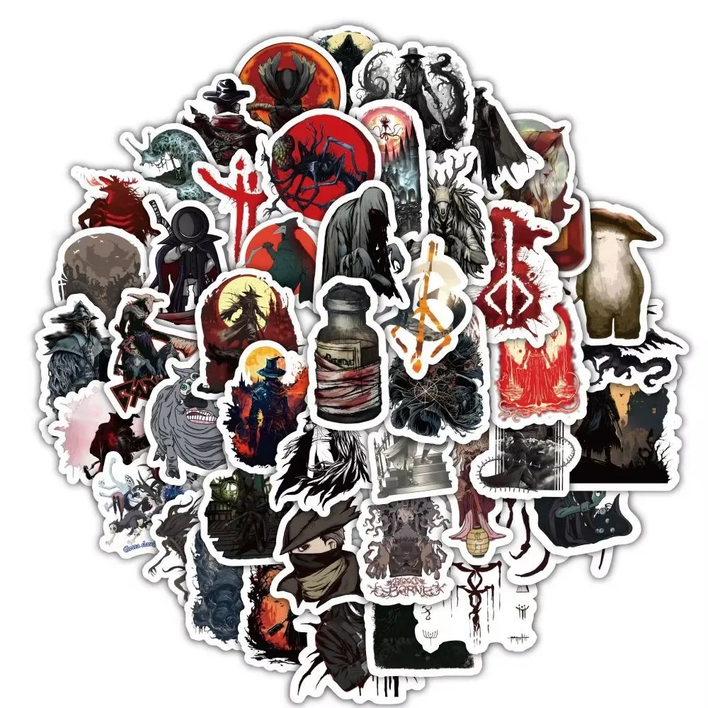60 قطعة/المجموعة لعبة Bloodborne Grafiti ملصقات الإبداعية الزخرفية جراب هاتف الكمبيوتر المحمول دفتر سكيت دراجة نارية دراجة