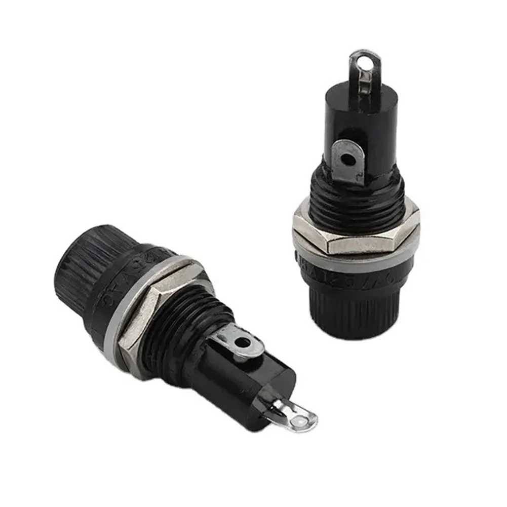 Chassis Mount Fuse Holder Pack of 10 for 5x20mm Glass Fuses 10A 250V Featuring Solder Terminals and Screw Cap Design