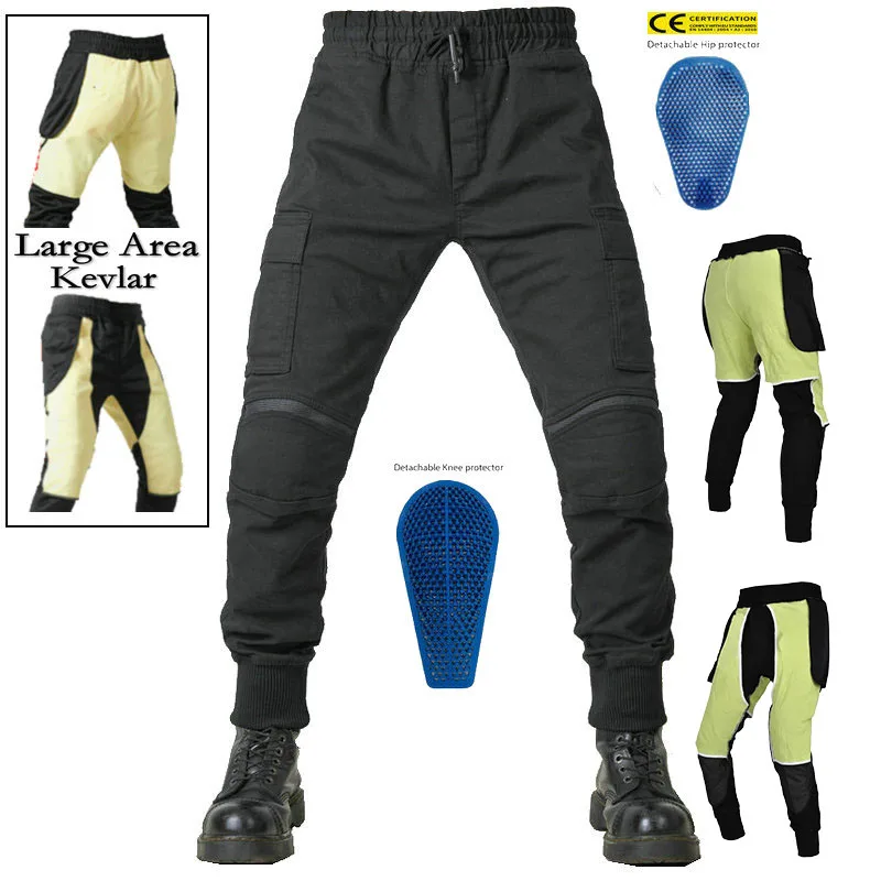 

Motorcycle Riding Jeans Pants Soft and Casual Inset Gear Wear-resistant Fireproof Kevlar Protective Layer on Hips and Knees
