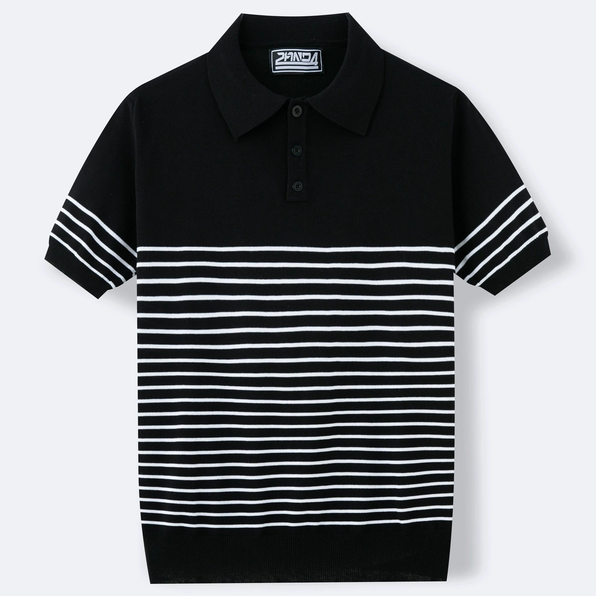 

Мужской повседневный, элегантный, модный, универсальный, без катышков вязаный свитер в полоску, крутая шелковая трикотажная деловая рубашка-поло