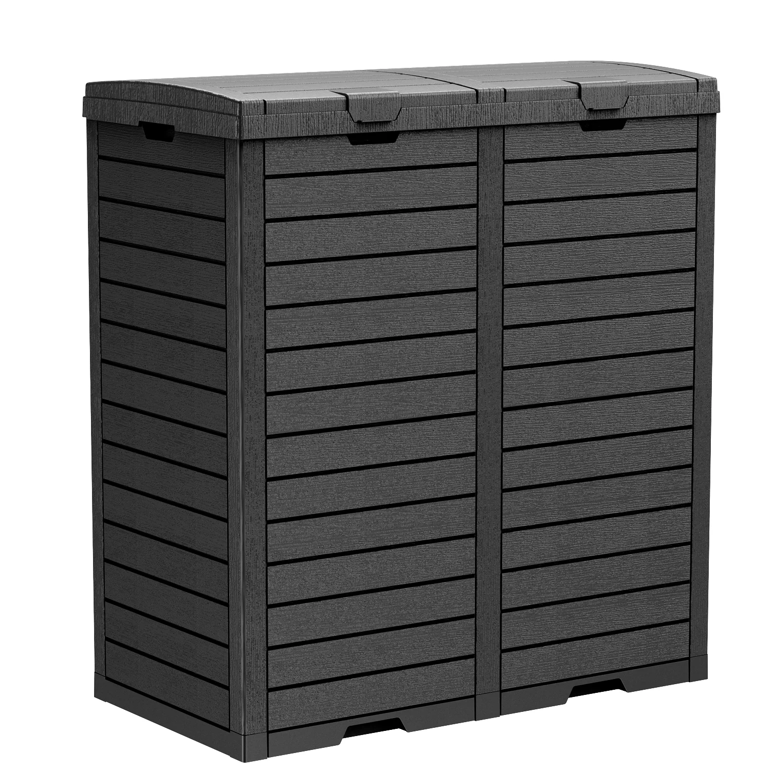 

62Gal Resin Outdoor Dual Trash Can, Weatherproof UV-Resistant Garbage Bin for Patio Garden