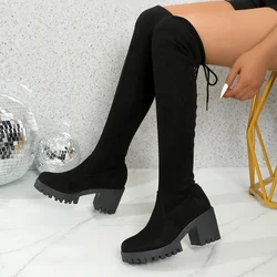 Women Stretch Boots New Casual Black Sexy Over-the-knee Boots Women Fashion Comfortable Platform Shoes for Women Botas De Mujer