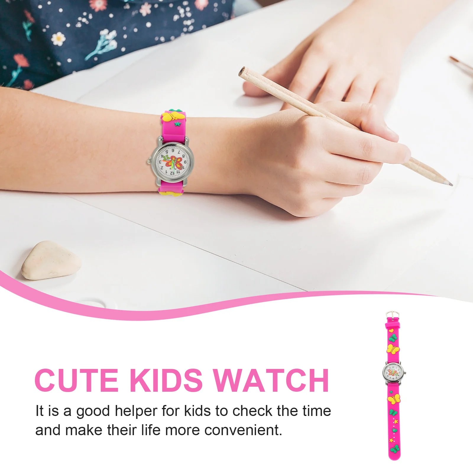 

Lovely Cartoon Watches Butterfly Pattern Bright Color Comfortable Skin-Friendly Light Weight Easy Time Reading Students