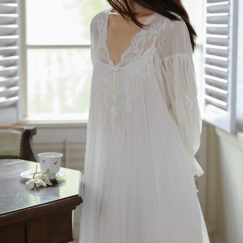 Vintage Nightgown for Women: New Spring/Fall Collection—lightweight, Fairy-Princess Style, Long-Sleeve Loungewear for Women - view 3